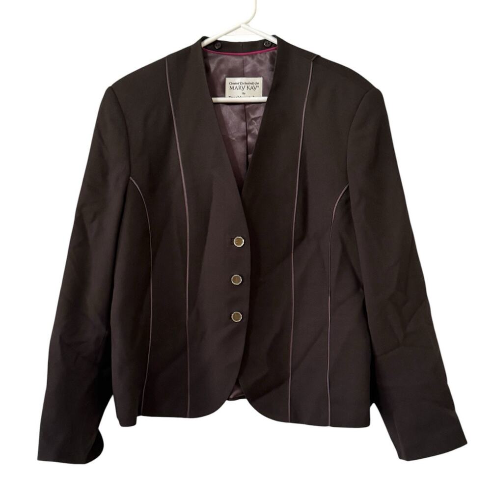 Mary Kay Blazer Jacket Women Size 16R Wool Button Down Career Professional VTG